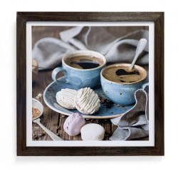 Постер кофе чашки сладости утро фото пенокартон в раме